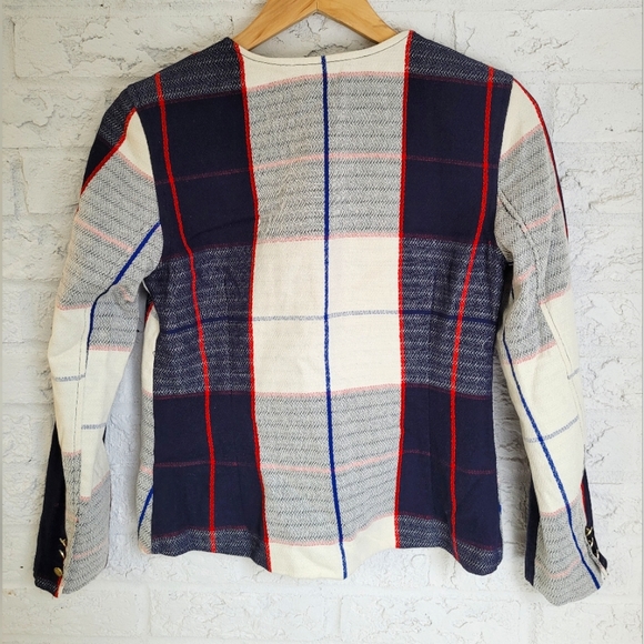 Navy, Red & White Blazer, Zip Front, Gold Buttons - Picture 7 of 8